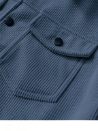 Men'S Solid Color Corduroy Cargo Jacket, Multi-Pocket Casual Coat, Fashionable And Versatile Trendy Top - Blue