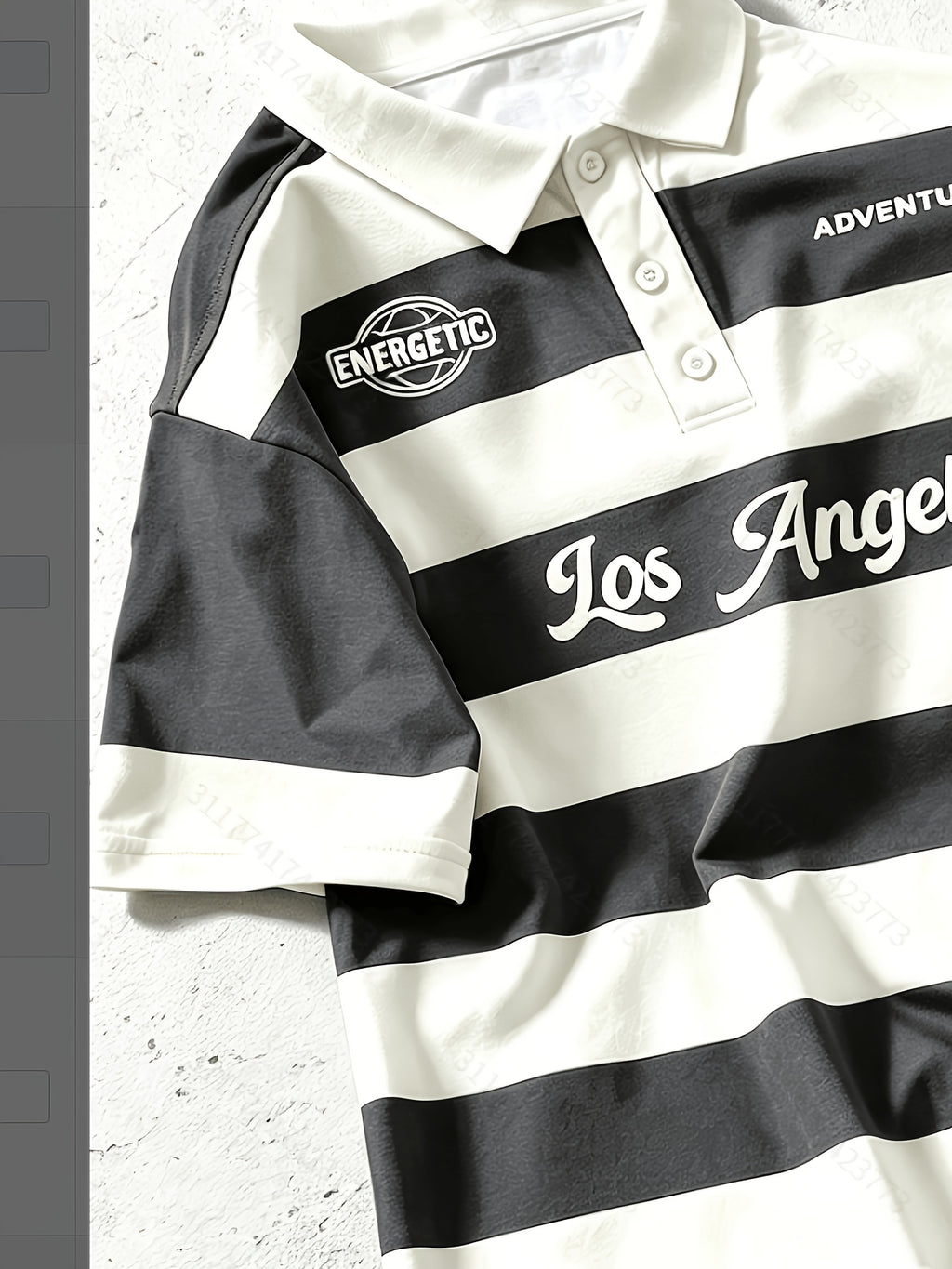 [Digital Print] Men'S Polo Shirt, Black And White Striped Print Short Sleeve Top, Lapel Style, American Casual Trendy Men'S Clothing, Multi-Color Selection - Mixed Color G