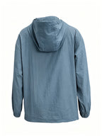 Casual Hooded Lightweight Jacket Top Women'S Easy Half-Zip Loose Pullover Outerwear Daily Commute Lazy Style Long Sleeve Top Versatile Drop Shoulder Outerwear Trendy Street Style Basic Style Long Sleeve Jacket [NS702] - Gray Blue