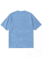 Easy Letter Short Sleeve Men'S Washed Distressed T-Shirt, High Street Style Versatile Top - Light Blue