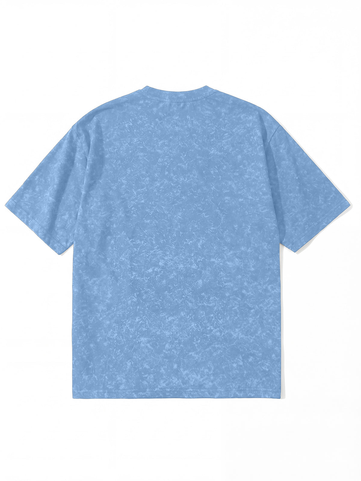 Easy Letter Short Sleeve Men'S Washed Distressed T-Shirt, High Street Style Versatile Top - Light Blue