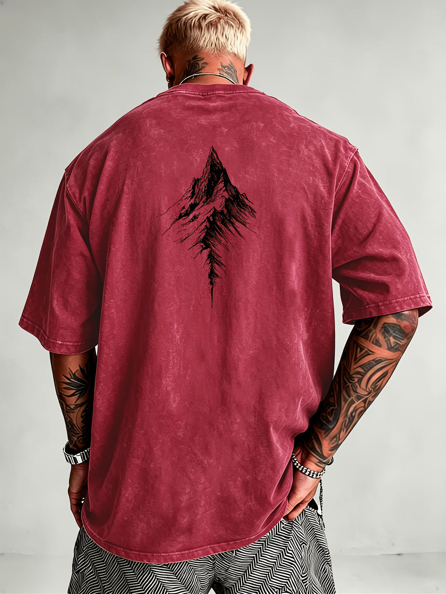 Men'S Heavyweight Distressed T-Shirt Washed Acid Wash Graphic Tee Vintage Aesthetic Streetwear Pure Breathable Comfort High Street Style Minimalist Casual Gym Workout Short Sleeve Essential Undershirt 2026 Summer New - Red