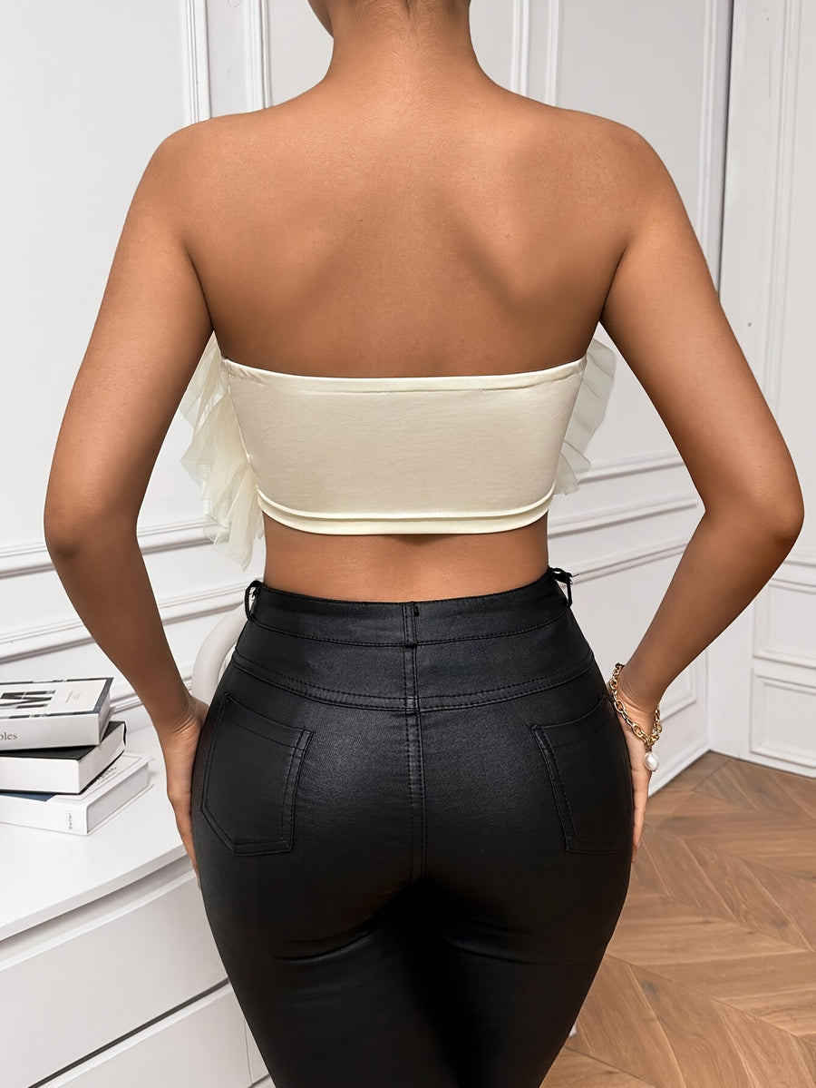 New Fashion Elegant Women's Strapless Top - Beige