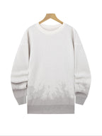 American High Street Gradient Flame Sweater | Trendy Design Knit Top - Light Grey