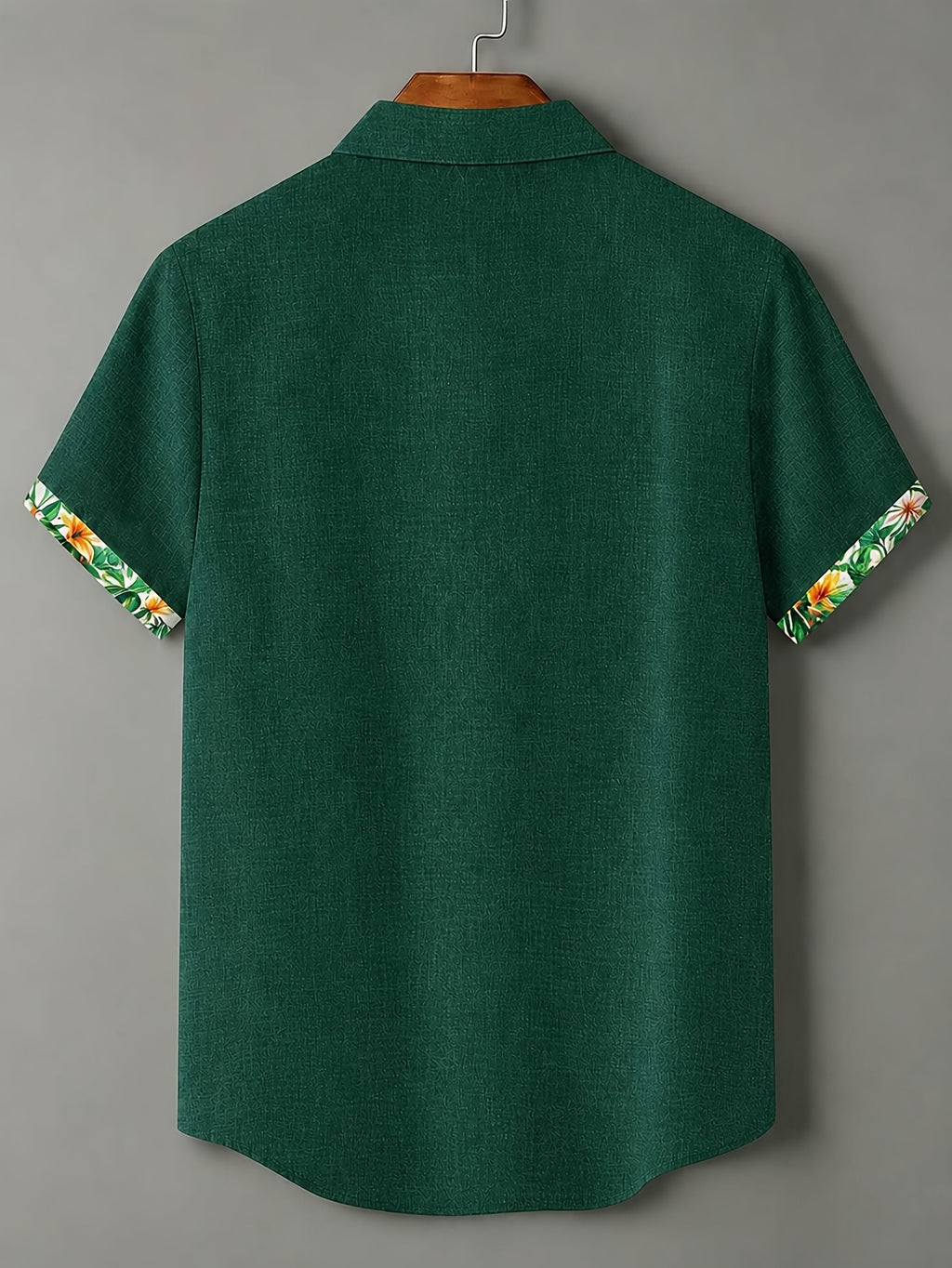 100% Men'S Casual Short Sleeve Shirt, Pure Fabric with Print And Color Block Design for Summer, Beach Vacation Style Blouse, Fabric Is Sweat-Absorbent And Breathable, Great Gift for Boyfriend And Husband, Suitable for Outdoor Travel Or Vacation - Dark Green