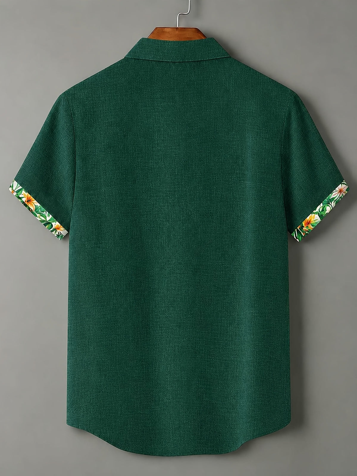 100% Men'S Casual Short Sleeve Shirt, Pure Fabric with Print And Color Block Design for Summer, Beach Vacation Style Blouse, Fabric Is Sweat-Absorbent And Breathable, Great Gift for Boyfriend And Husband, Suitable for Outdoor Travel Or Vacation - Dark Green