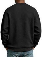 Men'S Fall Winter Crew Neck Sweatshirt 3D Textured Long Sleeve Pullover Loose Fit Casual Sports Commute Daily Home Outer Top Plus Size - Black