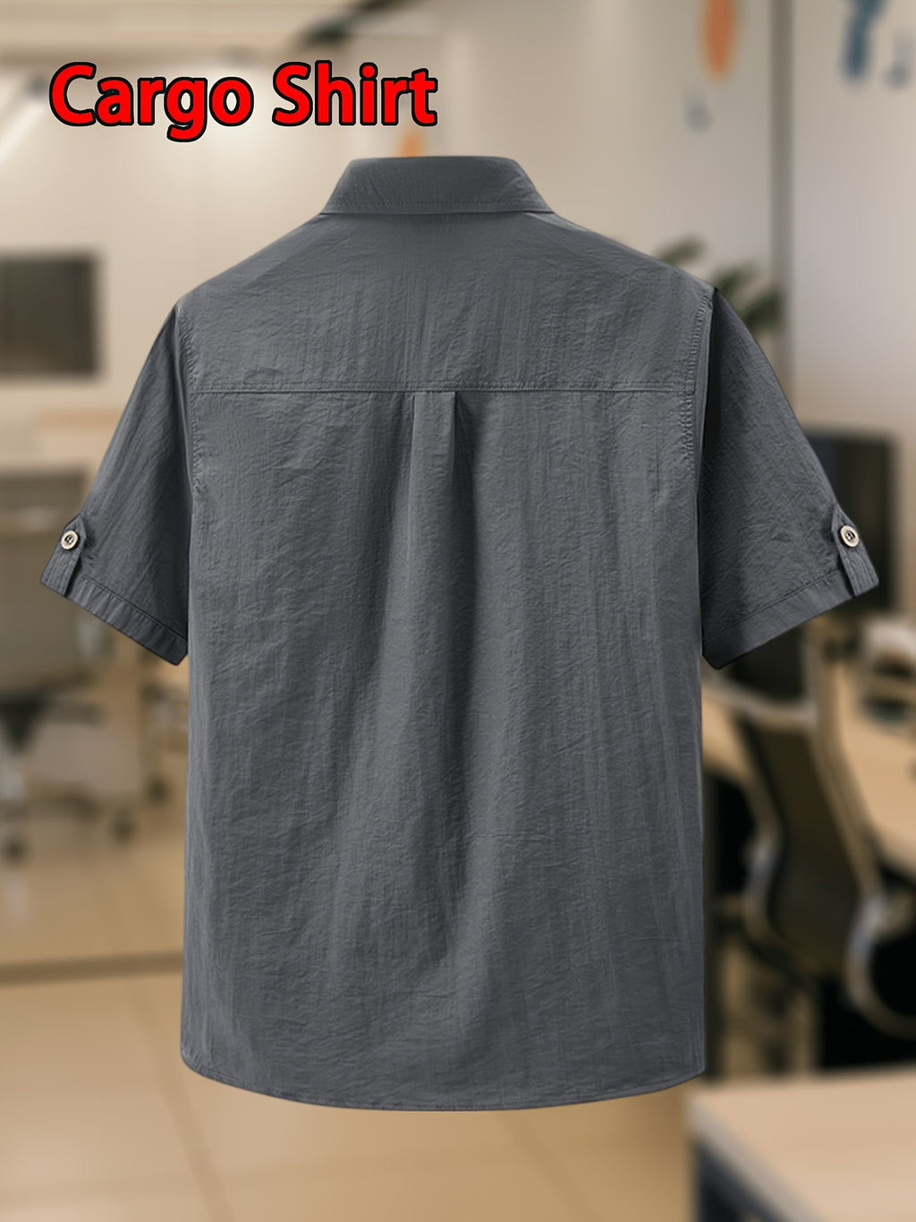 Men'S Vintage Light Utility Short Sleeve Shirt, Classic Lapel Metal Buttons, Skin-Friendly Breathable Fabric for Fresh Comfort, Casual Commute Streetwear Outdoor Leisure Versatile Single Layer Basic Top - Grey