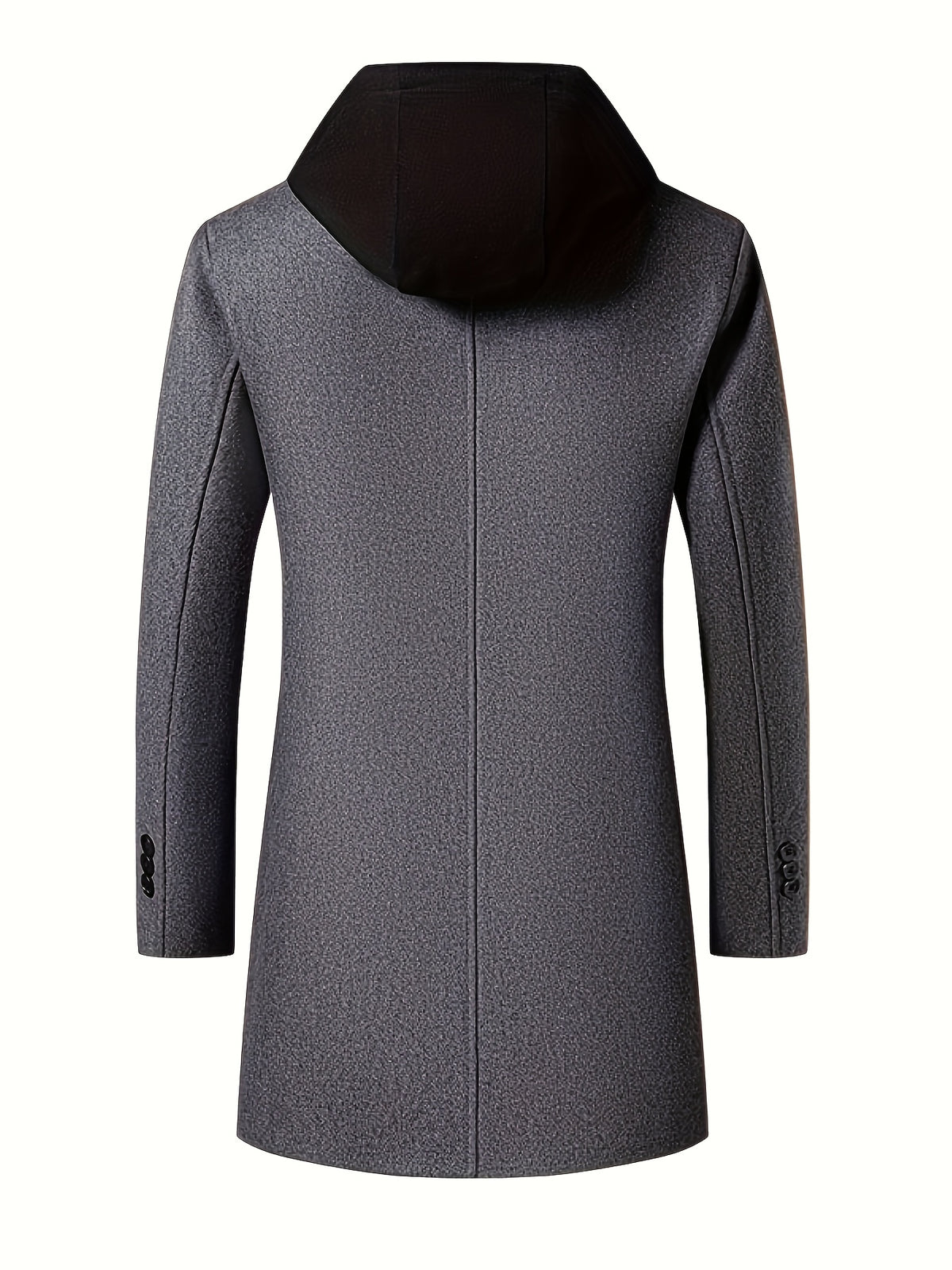 Pearson OBM Youth Men's Student Korean-Style Casual Tweed Wool Blend Overcoat, Mid-Length with Detachable Hood, Trendy Outerwear for Men - Dark Gray