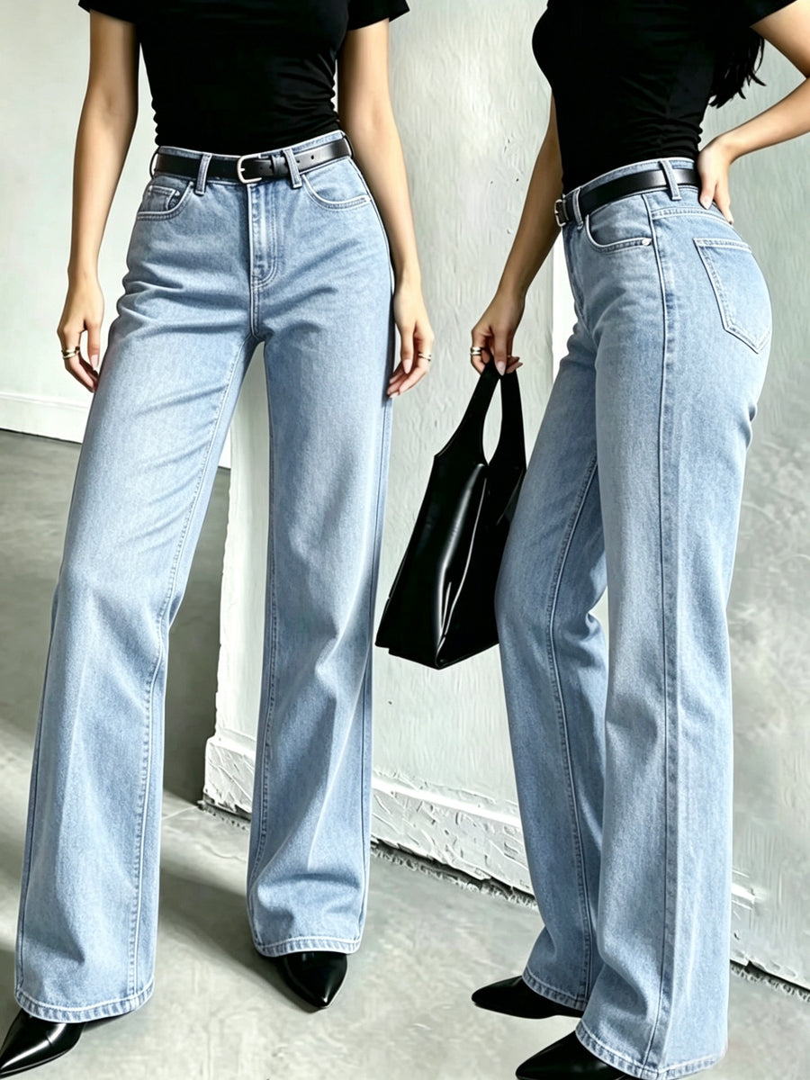 A10050# Simple and Stylish Jeans - Light Blue