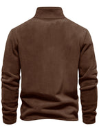 Autumn-Winter Plush Top Half-Zip Sweatshirt Trendy Warm Clothing - Red-brown