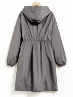 Plus Size, Women's Plus Size Long Hooded Trench Coat - Grey