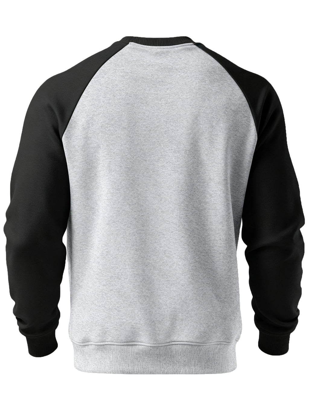 Men's New Autumn/Winter Casual Fitness Sports Thickened Crew Neck Raglan Sleeve Basic Long Sleeve Fashion Sweatshirt, 250g Brushed Fabric - Light Gray + Black