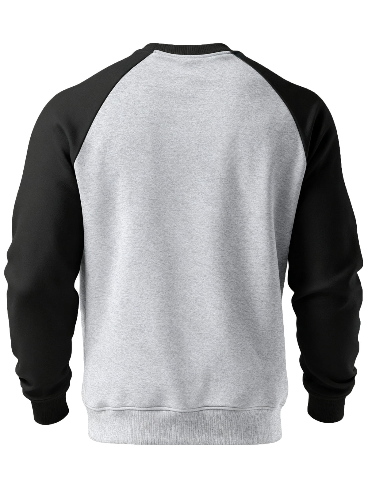 Men's New Autumn/Winter Casual Fitness Sports Thickened Crew Neck Raglan Sleeve Basic Long Sleeve Fashion Sweatshirt, 250g Brushed Fabric - Light Gray + Black