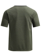 Men's Summer Short-Sleeve Color-Block Striped T-Shirt - Pea Green Color