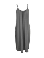 Solid Pockets Loose Spaghetti Dress, Versatile Maxi Cami Dress For Summer, Women's Clothing - Dark Gray