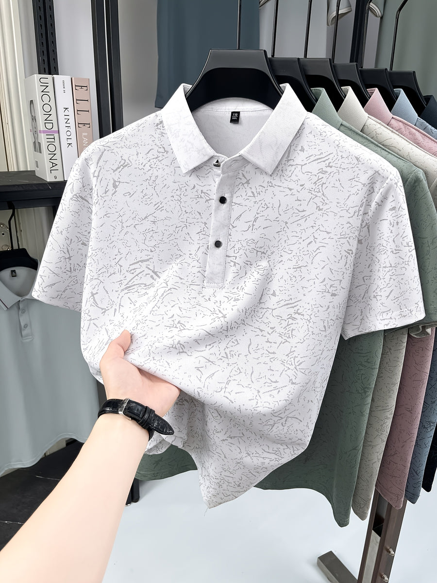 Men'S Summer Polo Shirt, Short Sleeve Button-Up Golf T-Shirt, Soft Comfortable Breathable Slim Fit Business Casual Daily Top, Men'S Short Sleeve Sweatshirt, Commute Versatile Men'S Gift - White