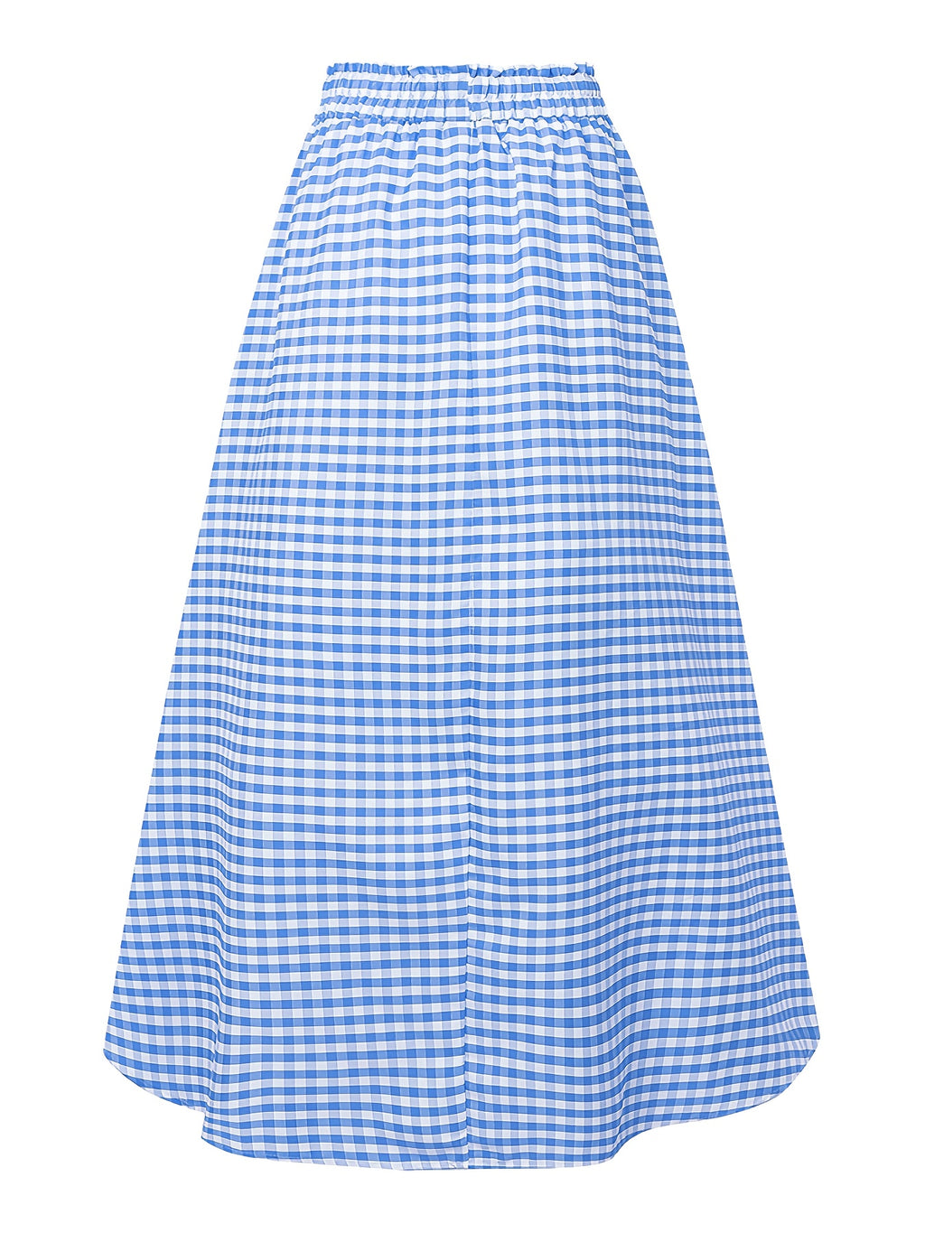 Women'S Elegant Fashion Casual Skirt, A-Line Irregular Checkered Print High-Waist Skirt, Cute And Trendy Versatile Skirt, Comfortable Fabric, Machine Washable, Suitable for Travel, Vacation, And Outings - Blue