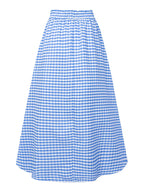 Women'S Elegant Fashion Casual Skirt, A-Line Irregular Checkered Print High-Waist Skirt, Cute And Trendy Versatile Skirt, Comfortable Fabric, Machine Washable, Suitable for Travel, Vacation, And Outings - Blue