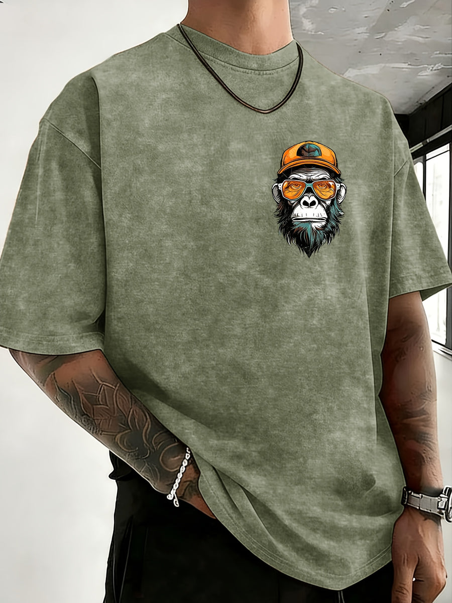 Summer Hot Item Unisex T-Shirt, Retro Distressed Style And Super Good Look! Pure Main Material, Breathable And Skin-Friendly, Comfortable to Wear, Suitable for Casual Commute, Sports Fitness, Outdoor Travel. Double-Sided Positioning Print - fern green