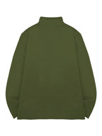 National Charm Tiger Head Line Art Print Floral Waffle Knit Half-Zip Polo Long Sleeve Men's Casual Top, Featuring a Simple and Premium Texture That Complements All Dressing Styles. Easily Create a Minimalist Look, Whether for Daily Commutes - fern green