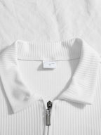 Men's Outdoor Sports Short Sleeve Polo Shirt, Summer Casual Comfortable Henley Shirt - White