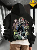 Warner Men's New Trendy Hoodie, Warner's Batman IP Co Branded Batman Villain Collection Printed Hoodie, Casual Daily Drawstring Hoodie, Long Sleeved Pullover, Machine Washable, Versatile Sports Casual Loose Men's Casual Hoodie, Front Kanga - Black