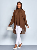 Elegant Sexy Commuter Easy Autumn And Winter Women'S Shirt Teacher Clothing Outing Top Elegant Long Design Top Bottoms Women'S Autumn Clothing Women'S Winter Clothing Halloween Clothing Christmas New Year New Year Women'S Clothing - 【Brown】