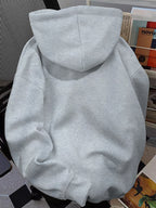 Hooded Sweatshirt with Printed Pattern, Autumn/Winter Style Sweatshirt NYC - Light Grey