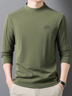 Minimalist Urban Velvet Base Layer for Warmth and Urban Casual Style - Army Green