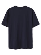 Men's 100% Cotton Short Sleeve Crew Neck T-Shirt, American Los Angeles Vintage Street Style Print, Casual, Fashionable, Comfortable, Soft, Summer Short Sleeve - Navy Color