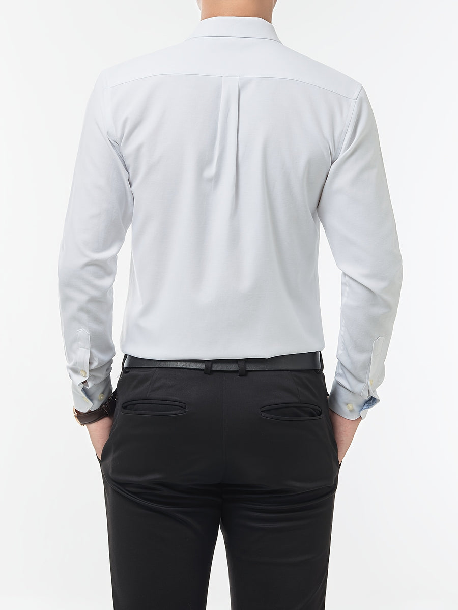 Men'S Long Sleeve 60 Oxford Dress Shirt, Casual - White