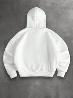 Men's Solid Color Drop Shoulder Zip-Up Sweatshirt, Double-Layer Hooded Sweatshirt Jacket, Long-Sleeve -Lined Jacket, Men's Zip-Up Cardigan for Spring/Autumn Casual Wear, Cropped Hooded Sweatshirt with Pockets and Drawstring, Suitable for Outings - White 1