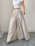 Elegant Buttoned Wide Leg Pants For Women | Solid Color, Loose Fit, Suitable For Spring/Summer/Fall - Apricot