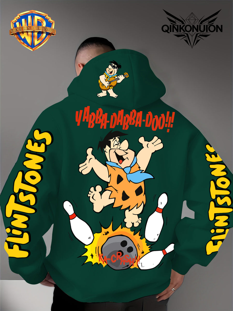 Warner Official Men's Hoodie, Stone Primitive for Man Bowling Impact Funny Anime Printed Design, Machine Washable, Warm and Casual for Autumn and Winter, Daily Drawstring Hoodie, Multi Functional Sports and Leisure Loose Version - Green
