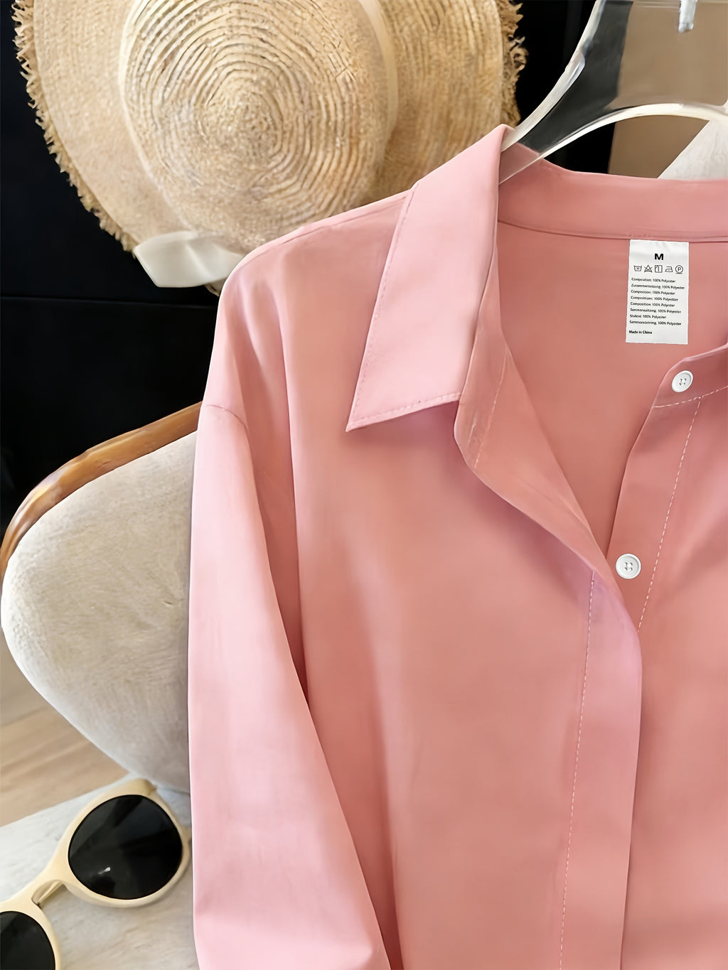 Small Floral Print, Exquisite and Elegant Versatile Top for Daily Office Wear, French-style Gentle and Soft Long-sleeve Women's Blouse for Commuting - Pink Color