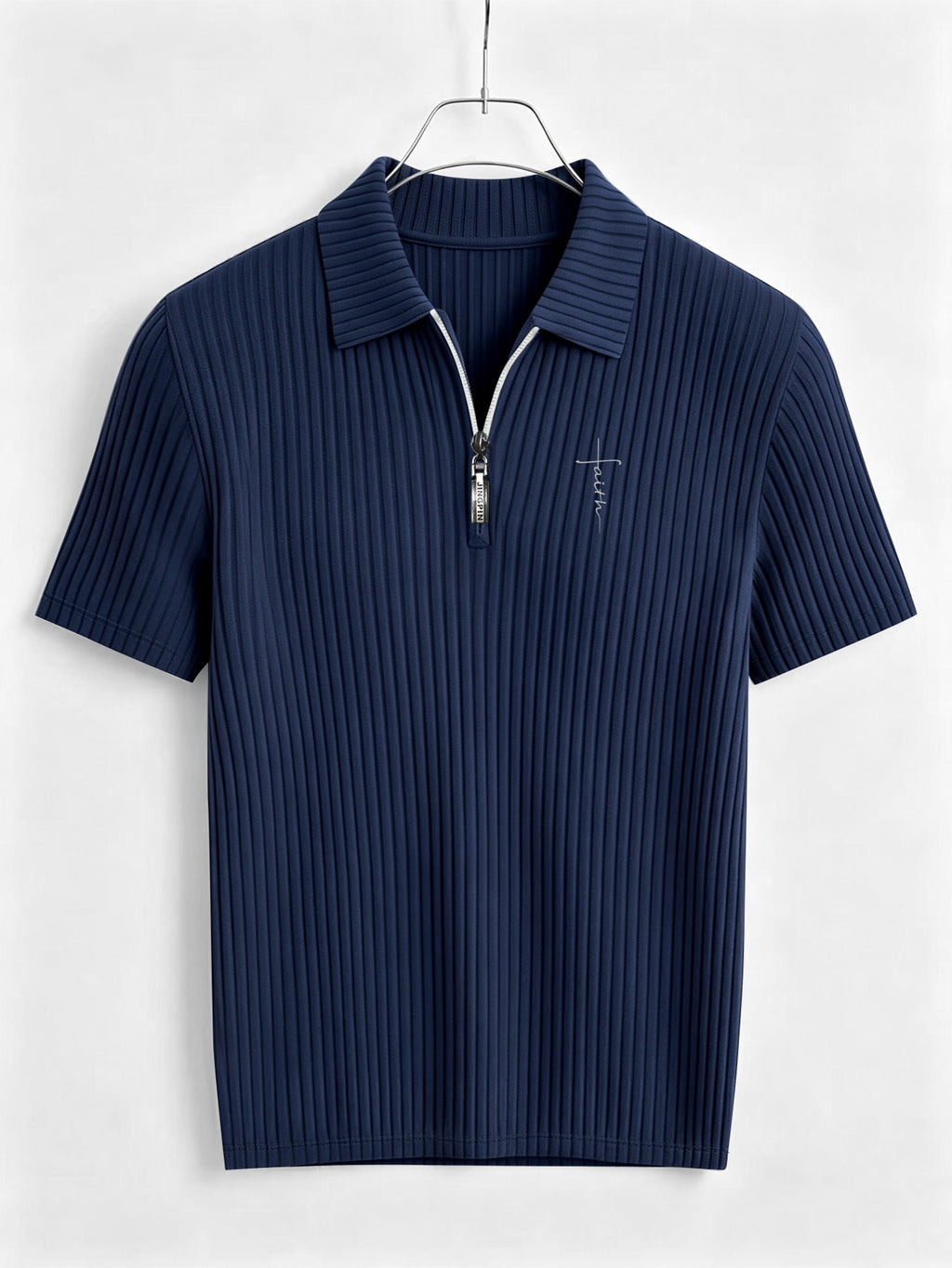 Men's Outdoor Sports Printed Short-Sleeve Summer Casual Comfortable Polo Shirt - Navy Color