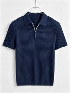 Men's Outdoor Sports Printed Short-Sleeve Summer Casual Comfortable Polo Shirt - Navy Color