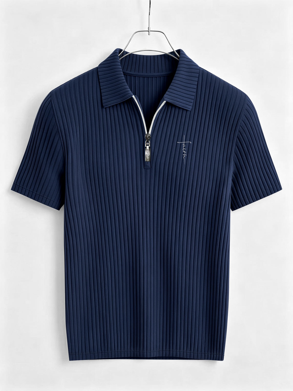 Men's Outdoor Sports Printed Short-Sleeve Summer Casual Comfortable Polo Shirt - Navy Color
