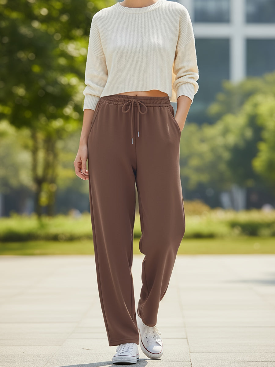 Women's Casual Multi-Color Set, 6pcs Versatile Style! Women's Casual Joggers, Fashionable, Drawstring Waist Design + Dual Side Pockets - Light Gray + Coffee + Royal Blue + Iron Gray + Red + Black