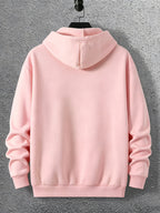 Warner Licensed Men'S Autumn Hooded Sweatshirt, Reinforced Ribbed Cuffs, Breathable Polyester Fabric, Hip-Hop Street Style Distorted Heart Wolf Pattern, Suitable for Retro Hip-Hop Outfits, Urban Trendy Men, Practical Kangaroo Pouch - pink