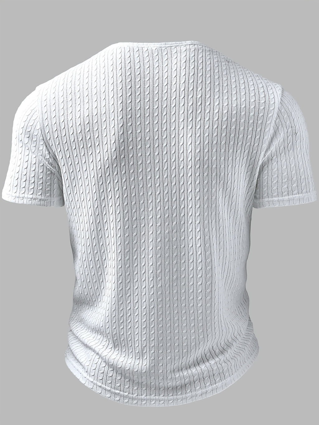 Men'S Fashion Men'S Top, Spring Summer Outdoor Casual Fresh Texture Jacquard Fabric Solid Color Round Neck Single-Button Pocket Patchwork Short Sleeve Men'S Henley Shirt - White