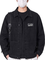 High Street Denim Jacket Men'S New Premium Easy Fashion All-Match Trendy Cool Classic Lapel Jacket Top - Black