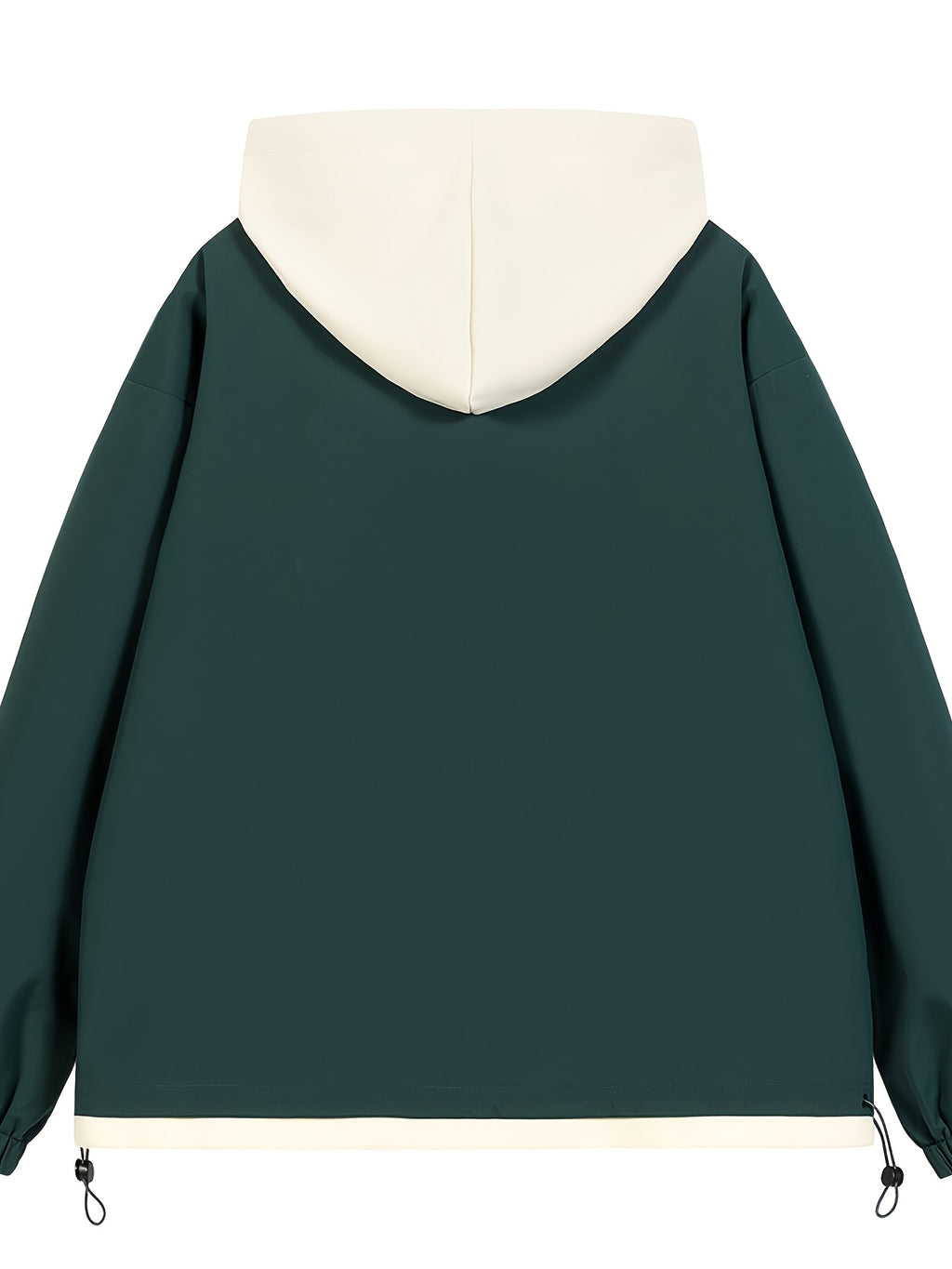 New Women's Casual 2-in-1 Look Workwear Trench Coat, Loose American-Style Hooded Jacket Outerwear Top - Dark Green