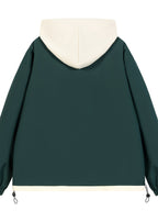 New Women's Casual 2-in-1 Look Workwear Trench Coat, Loose American-Style Hooded Jacket Outerwear Top - Dark Green