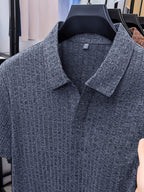 Men's Summer Lapel Polo Shirt, Slim Fit Straight Cut, Highly Forgiving Fit, Sculpts Waist and Abdominal Lines, Clean and Crisp Upper Body; Suitable for Various Occasions Including Daily Casual, Light Business Commuting, and Outdoor Outings - SINBOS - Shangqing