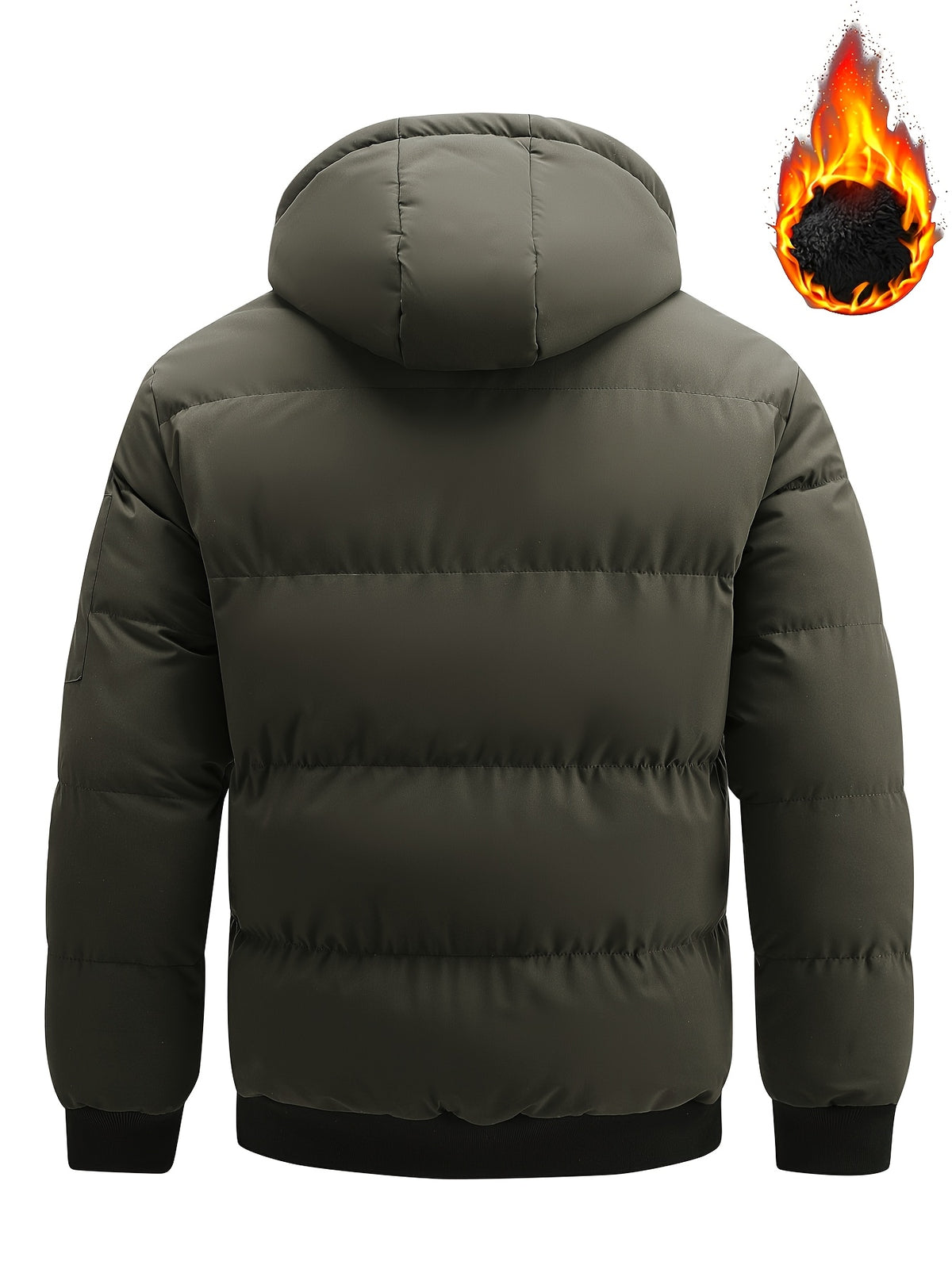 Winter Plush Jacket Thick Warm Jacket Hooded Jacket Casual Outdoor Jacket Solid Color Zipper with Plush Thickening - fern green