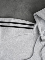 Men'S Color-Block Patchwork Hooded Sweatshirt, Autumn Casual Pullover Jacket, Trendy Cartoon Top with Kangaroo Pouch, Drawstring Hood, Loose Fit, Comfortable, Casual, Commute, Vacation, Premium, Couple Style, Student, Holiday, Gift, All Seasons - Black And Grey