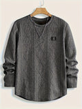 Men's Round Neck Casual Long Sleeve Top - Dark Gray