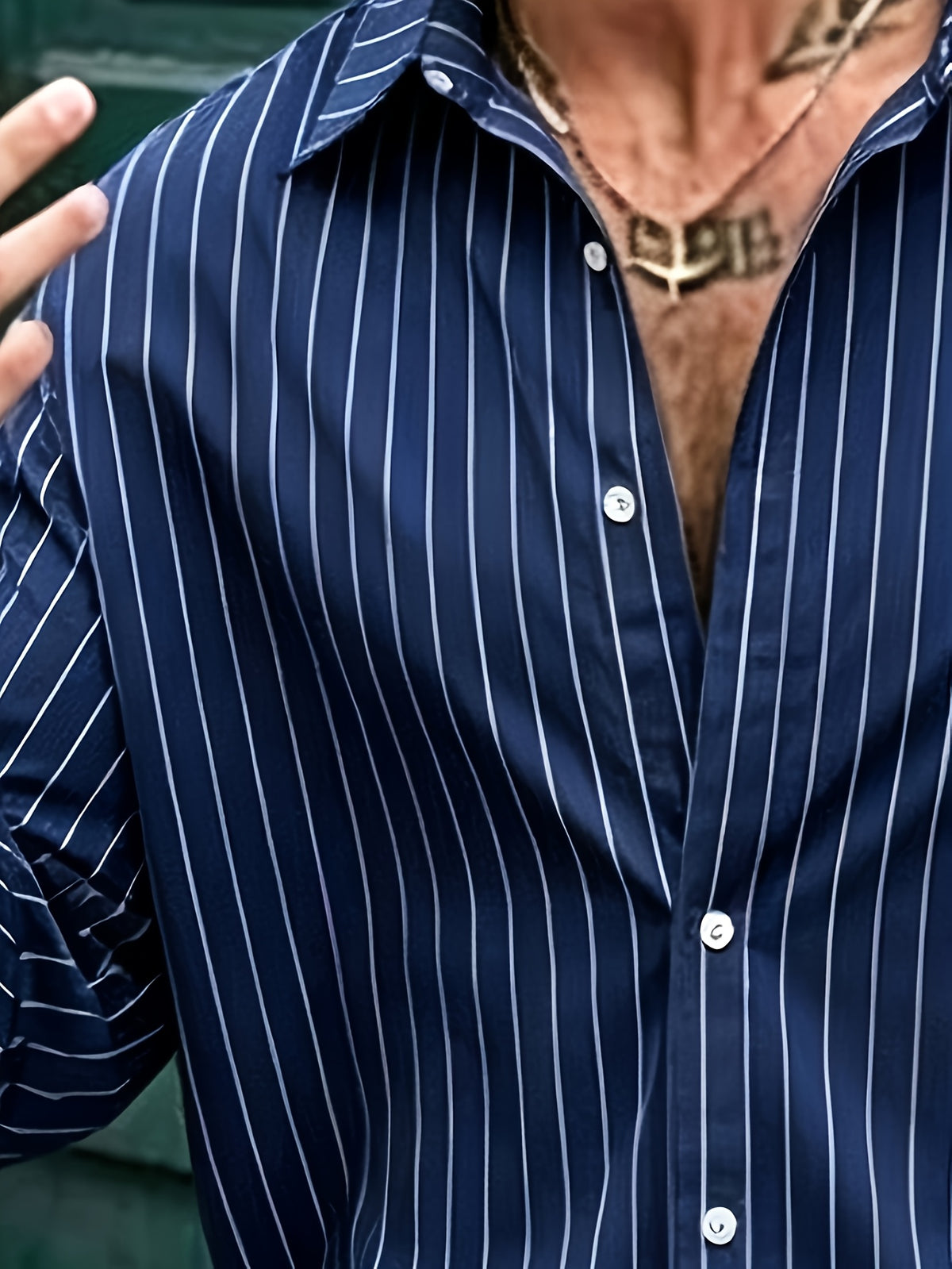 New Striped Long-Sleeve Men's Shirt, Lapel Collar Design, European and American Street Style, Versatile Top, Elegant Men's Trendy Outfit, European and American Streetwear Apparel Suitable for Young Professionals - Mixed colors